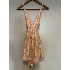 Y2K Sequined Babydoll Party Dress Womens Size S Bling Glam